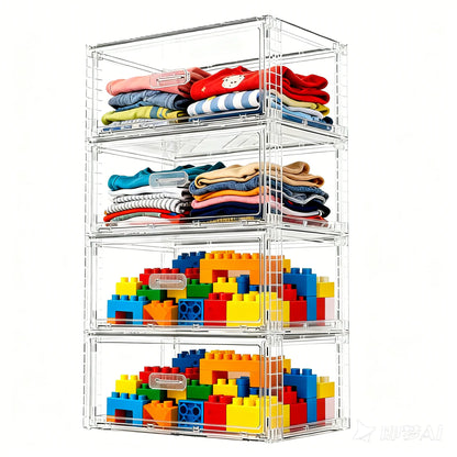 Vtopmart 2/5 Pack Large Clear Rectangle Stackable Drawers 18-23QT, Easily Assembled Plastic Organizer Storage, Dustproof Clothes Storage Organizer for Closet, Underbed Use,DormRoomHacks
